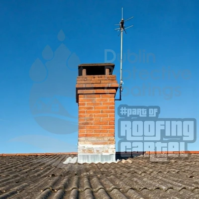 Chimneys and vents on asbestos roof