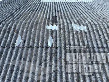 Completed Lava 20 patch repair on asbestos roof demonstrating UV stable finish