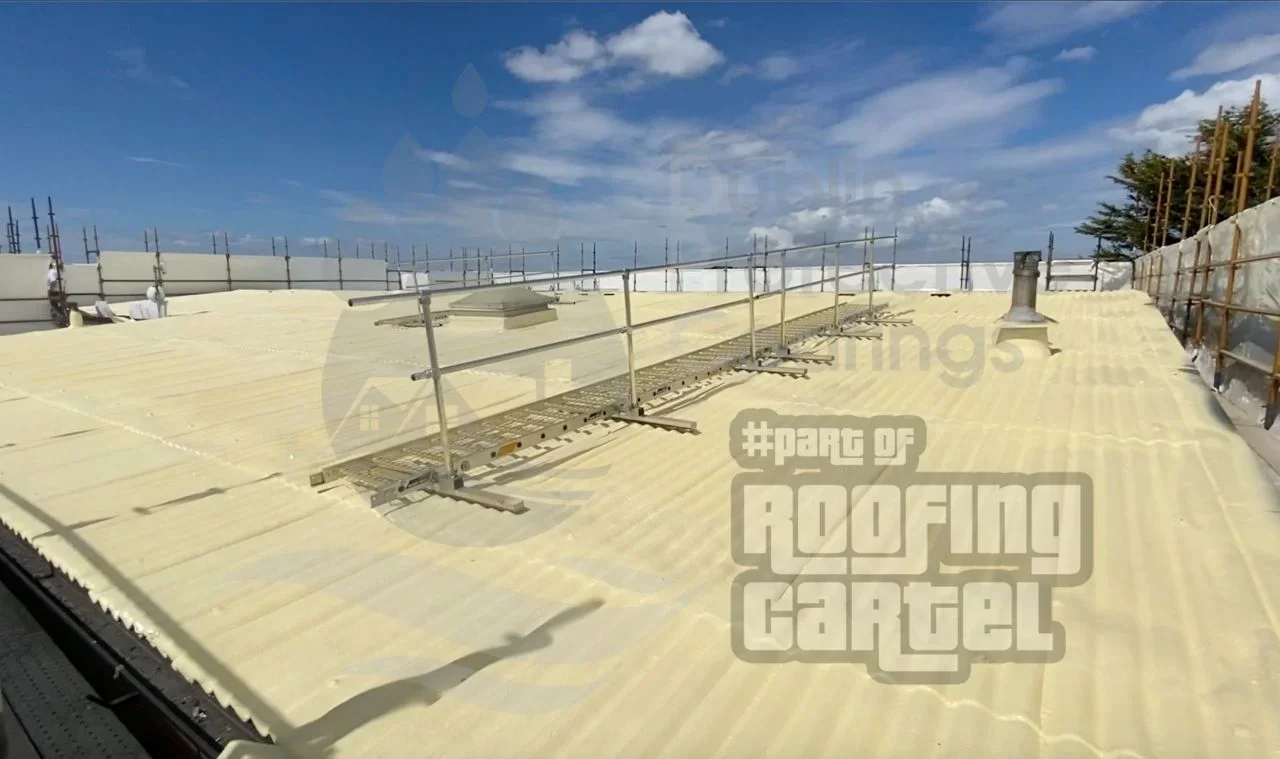 Professional asbestos roof coating with three-layer Polyurea and topcoat protection system