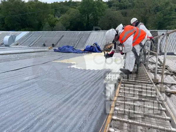 Industrial asbestos roof encapsulation with Polyurea spray coating in Dublin Ireland